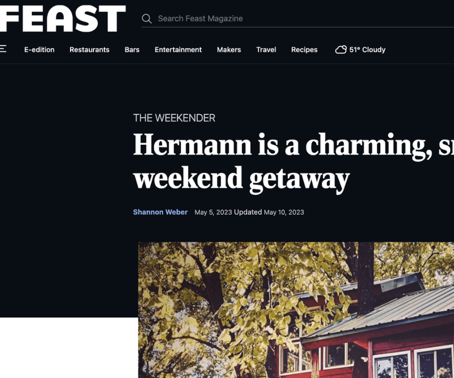 Title of an article about Hermann as a weekend getaway.