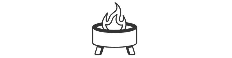 A simple campfire illustration with flames above a pot.