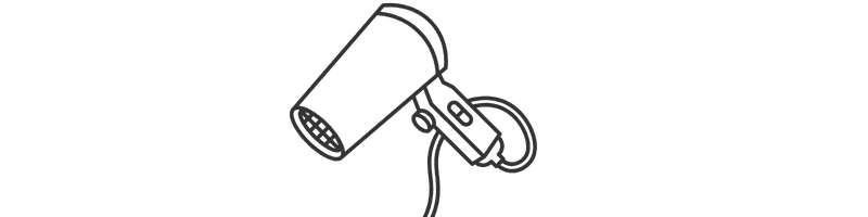An illustration of a hairdryer with a cord.